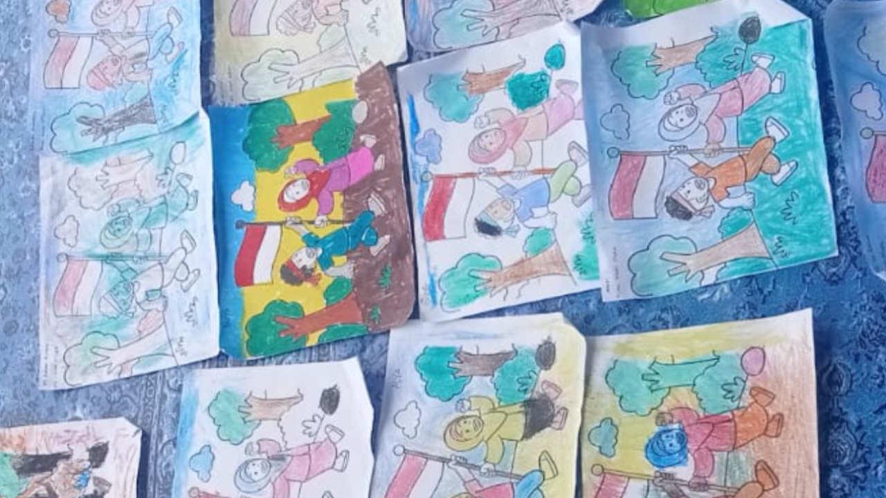 Lomba Mewarnai Merah Putih di RA AS SAFRINA Sambut HUT RI ke 80