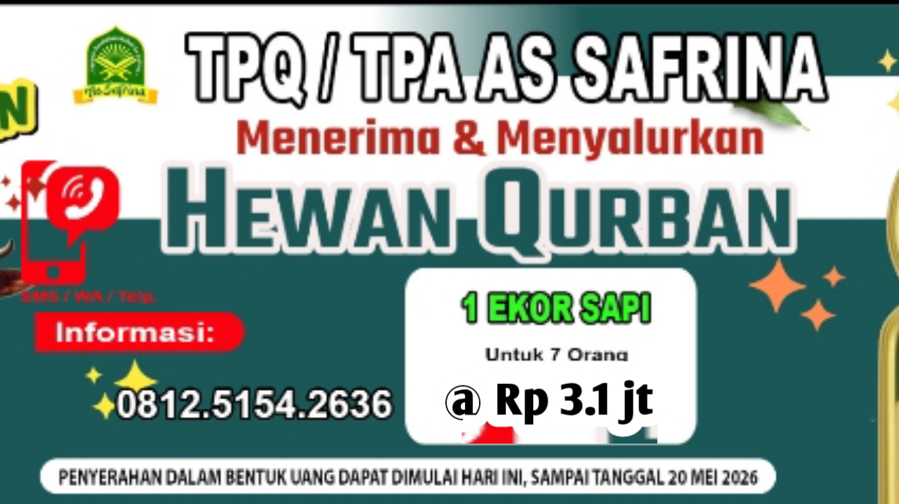 TPA As Safrina Bersiap Salurkan Hewan Kurban 1447 H